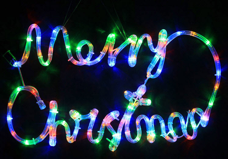 Animated 56CM LED 'Merry Christmas' Sign - Multi Colour